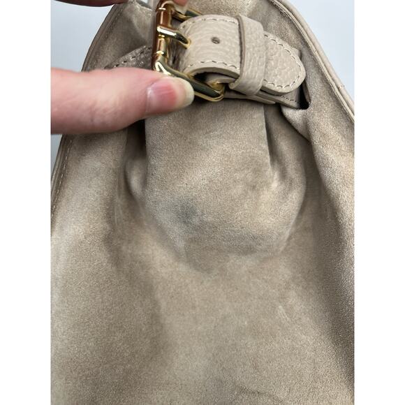 NWT Anna Paola Italian Leather Suede Satchel Riva Color Cappuccino - Picture 8 of 11